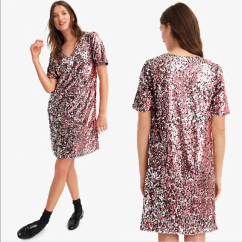 J.Crew x Universal Standard Sequin Shirt Dress, S